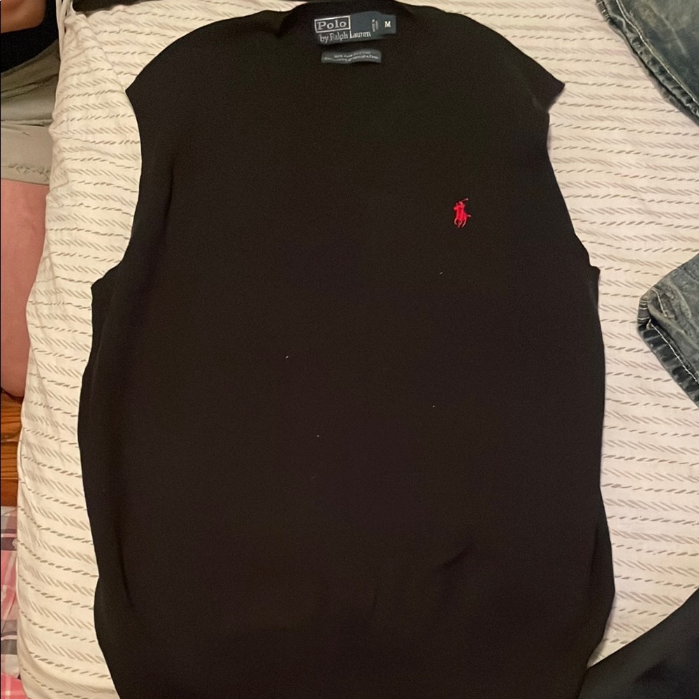 Polo by Ralph Lauren Black Sweater with Red Logo